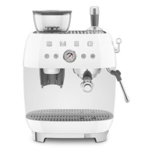 Smeg Manual Espresso Coffee Machine with Integrated Grinder, Manual Espresso Coffee Machine with Integrated Grinder, White